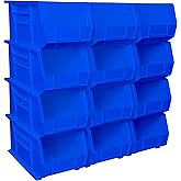 Akro-Mils 12 Pack AkroBins Plastic Storage Bins, Space-Saving Stackable Organizers for Garage, Classroom and Warehouse Organization, Blue