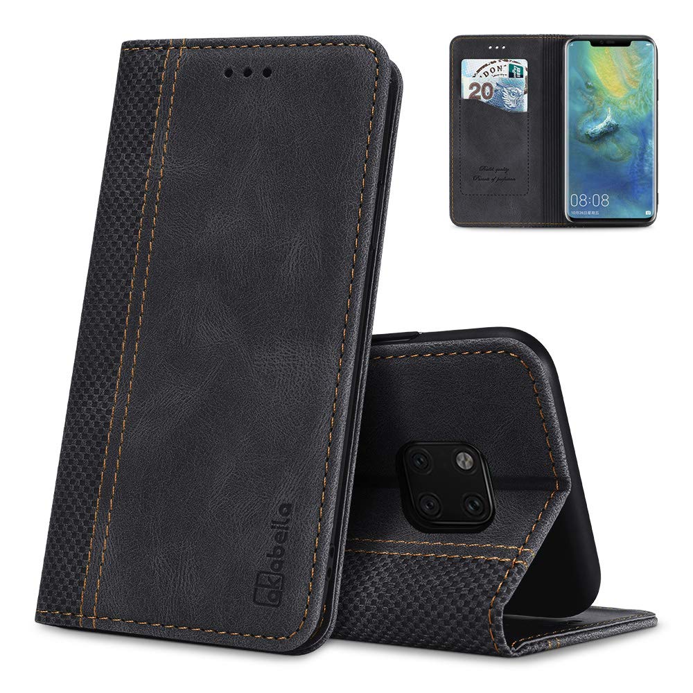AKABEILA Case for Huawei Mate 20 Pro Case PU Leather Flip Wallet Case with Magnetic Closure Kickstand Card Slots Huawei Mate 20 Pro Phone Case Cover Holder Protective Screen Protector Shell Shockproof