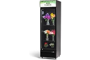 PROCOOL CREATIVE COOLING SOLUTIONS Procool Refrigeration Glass Door Flower Display Cooler with "Fresh Flowers" Design, Floral Refrigerator; 12.7 Cubic Ft. Black Design