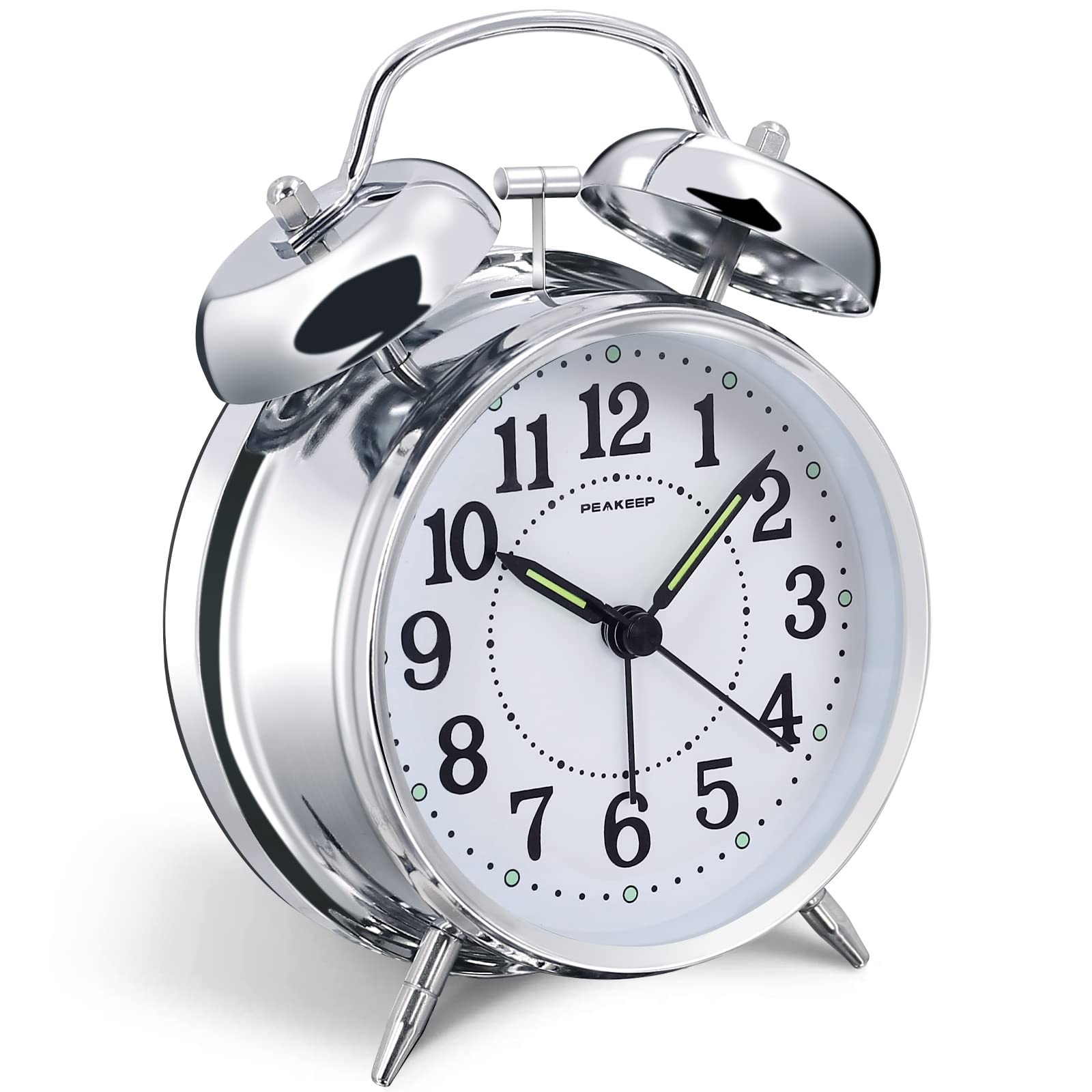 Peakeep 4 inches Twin Bell Loud Alarm Clock for