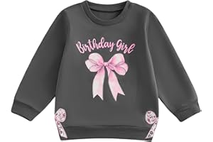 Rourufy Toddler Baby Girl Birthday Outfit Fall Long Sleeve Sweatshirt 1st 2nd 3rd 4th 5th 6th Birthday Shirt Bow Clothes