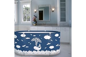 MKSY Foldable Bathtub, Large Soaking Bath Tub Portable Bathtub for Adults, Freestanding with Thickened Thermal Foam Bathtub for Home Bathroom Spa (XL Blue Whale)