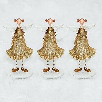 Weihnachtsengel Pixie 3er Set Mit Glitzer Gold Weiß