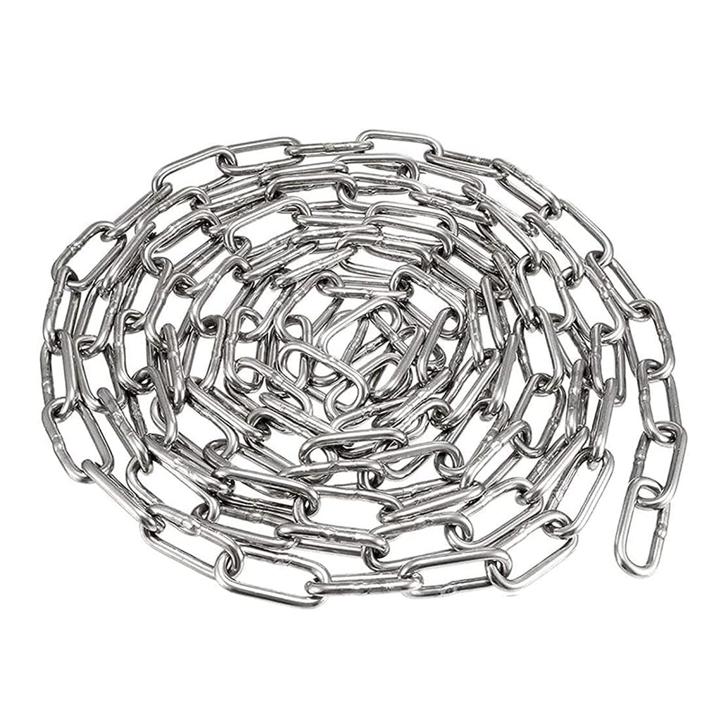 SUS304 Stainless Steel Chain Metal Link Small Light Duty Utility for Home Outdoor Camping Hanging Pet Chain Prevention Theft,Garden Heavy Duty Chains,Thickness 0.12 inches (3mm)- Length 9.8ft (3m)