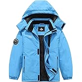 QUCOOM Boys Waterproof Ski Jacket Kids Winter Coat| Windproof Snow Coat With Thickened Fleece Lining Hood Outerwear