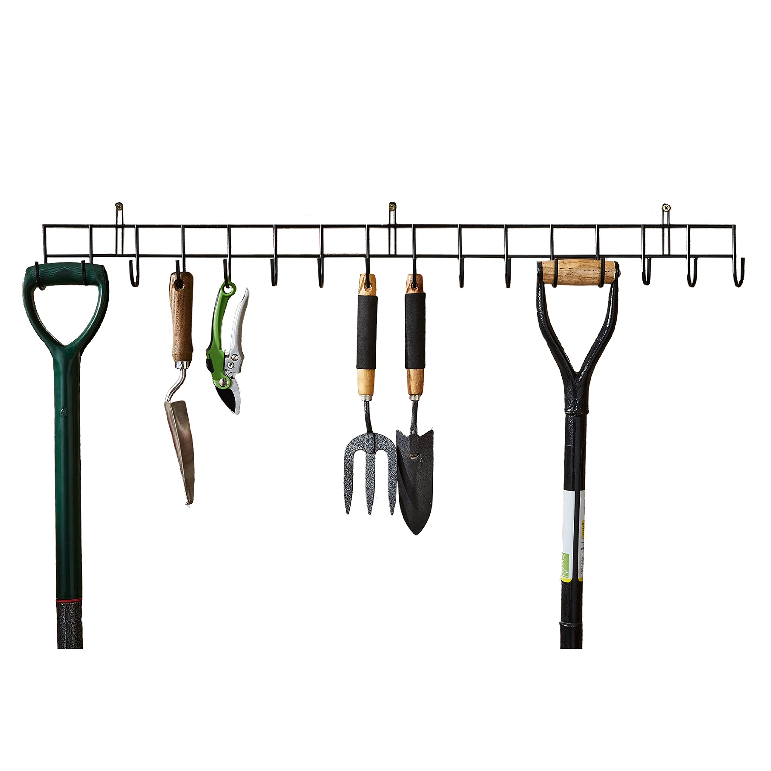 House of Home Garden Tool Rack – Heavy-Duty Metal Wall Mounted Storage Hooks for Shed, Garage & Workshop 11 Hook Two-Tier Tool Organiser for Spades, Rakes, Forks & Gardening Equipment 80×30.5×5.5cm