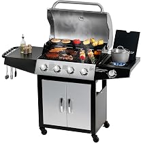 Master Cook Outdoor Propane Grills, 4 Gas Side Bunner, Sliver