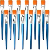GACDR 1 Inch Flat Paint Brushes, 12 Bulk Acrylic Brushes for Watercolor | Wide flat Paint brushes for acrylic painting, base coating , broad coverage, decoupage, craft glue and multi-color projects
