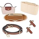 LMTNNB Strap and Purse Organizer Insert for Longchamp Mini Bag, Folding Tote Bag organizer insert, Punch-Free Adjustable Buckle Strap Design, Multi-Pocket Felt Handbag Organizer