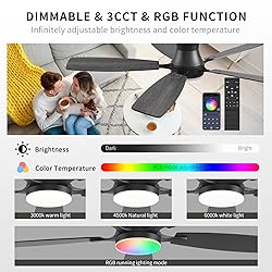 FUMLTP 54inch Ceiling fans with Lights, Low Profile