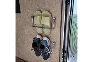 Safoner Foldable RV Shoe Rack- Aluminum Camper Shoe Organizer, Wall-Mounted Shelf, Efficient Holder and Storage Rack for Various Shoes, Essential Travel Trailer Organization Accessories- 2 Packs