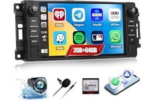 CAMECHO 2G+64G Android Car Radio Stereo for Jeep Wrangler JK Grand Cherokee Dodge RAM Charger Journey Challenger, Wireless Ca