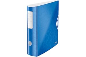 LEITZ 11060036 – Polyfoam Lever Arch File 180º Curved Spine with Active Wow Rubber Closure DIN A4 75 mm Metallic Blue