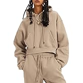 Eisctnd Women Fleece 2 Piece Tracksuits Fall Winter Sweatshirt Jogger Pants Matching Lounge Sets Thick Sweatsuits Pockets