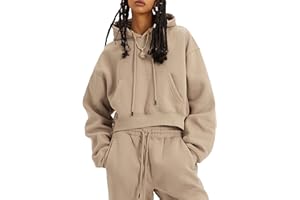 Eisctnd Women Fleece 2 Piece Tracksuits Fall Winter Sweatshirt Jogger Pants Matching Lounge Sets Thick Sweatsuits Pockets