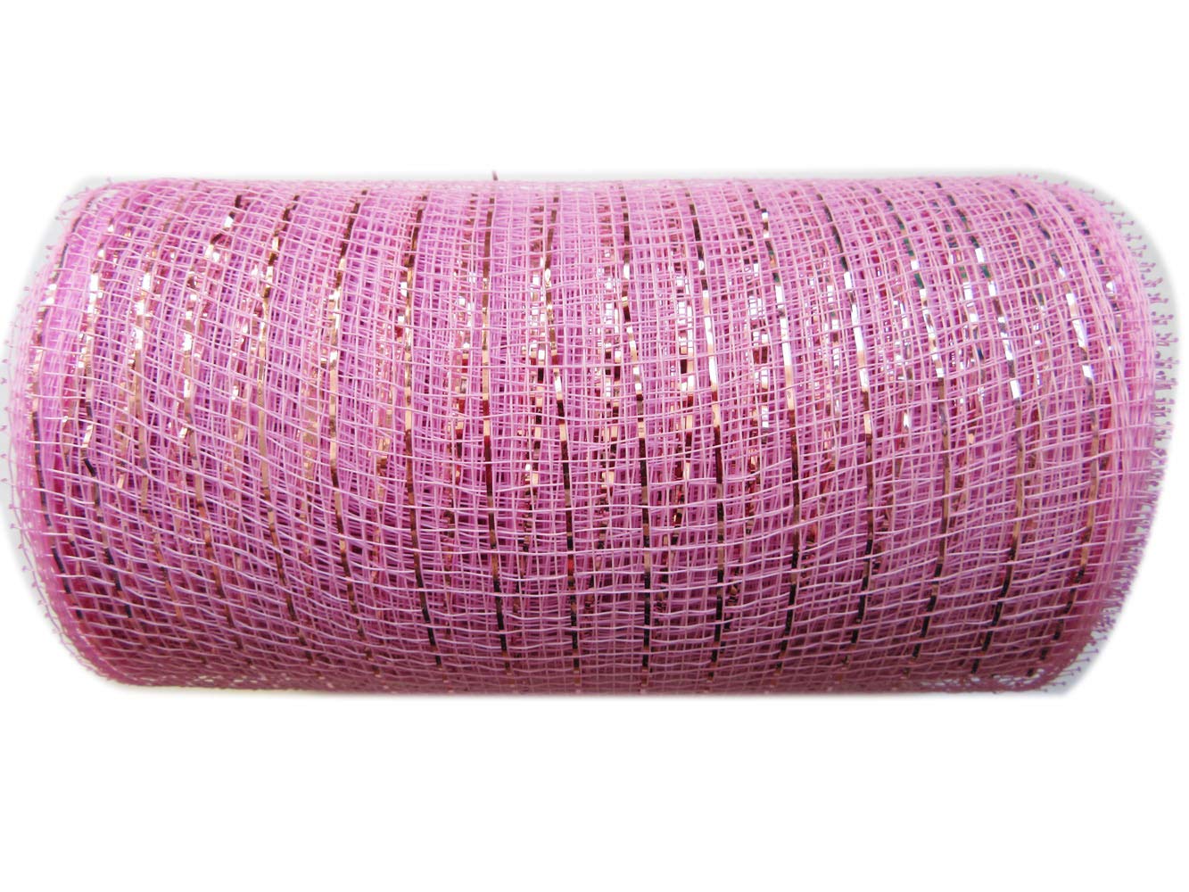YYCRAFT 6 inch x 30 feet(10 Yards) Metallic Deco Poly Mesh Ribbon(Pink)