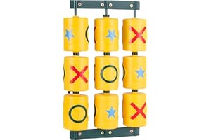 Barcaloo Tic Tac Toe Spinner Activity Panel - Swing Set Accessories - Playground Accessories for Kids Outdoor - Treehouse and Playset Equipment Attachments - Outdoor Tic Tac Toe Set - 12x19 - Yellow