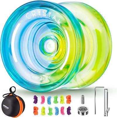 MAGICYOYO Crystal Yoyo K2 Blue Yellow Dual Purpose 2 in 1 Beginner to Expert