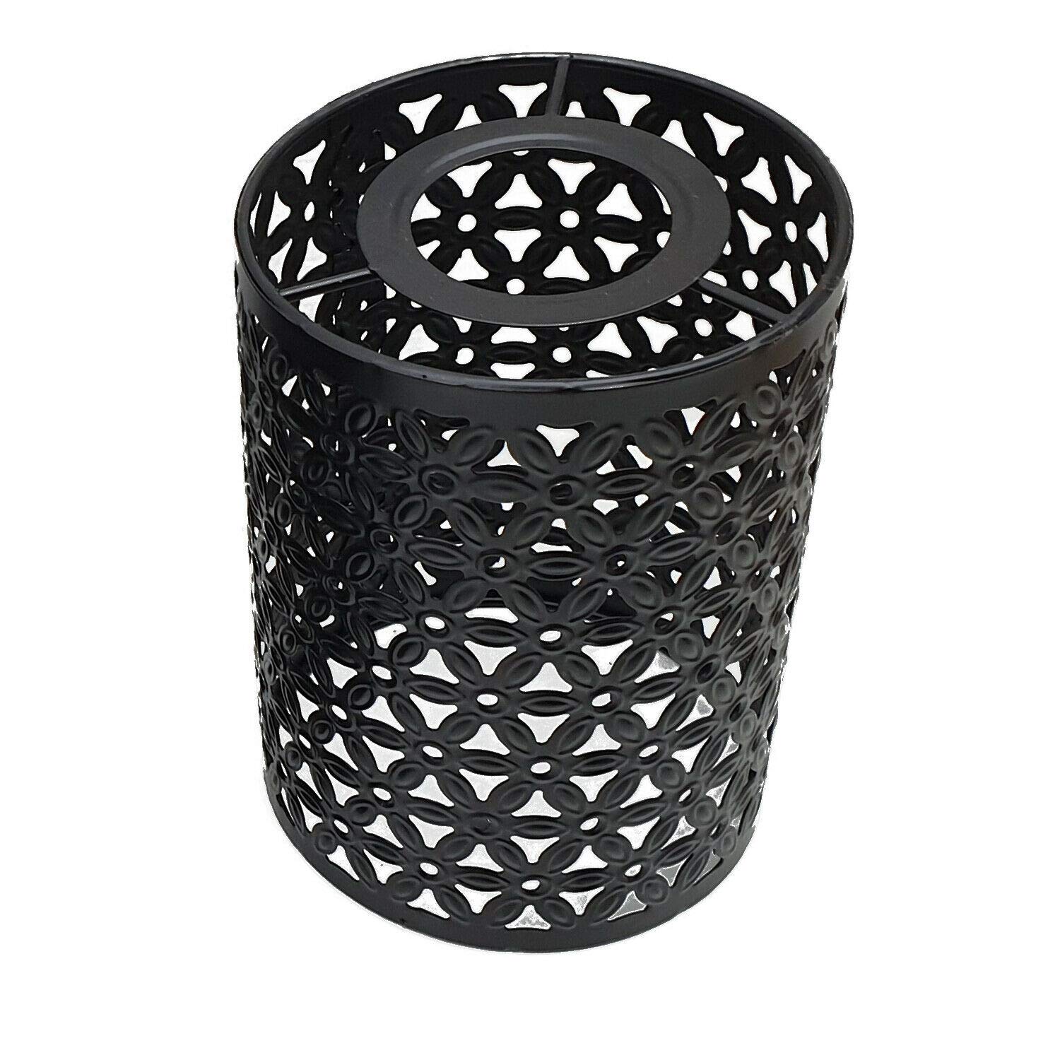 DC VOLTAGE Black Metal Drum Light Shade Lampshade Industrial Easy fit Ceiling Indoor Wire cage Lampshade for Kitchen Living Room Corridor (Black)