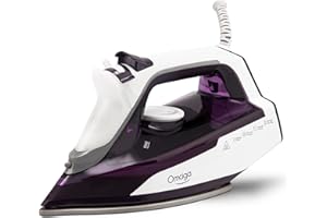 OMAIGA Steam Iron for Clothes, 1750W Clothes Iron with Double-Layer Ceramic Soleplate, Iron for Clothes with 13.52oz Water Tank, Clothing Iron with 3-Way Auto-Off, Self-Cleaning, Anti-calc Function