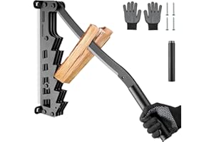 Primachen Wall Mounted Kindling Splitter, 2025 New Designed Kindling Splitter for Wood Outdoor Indoor, Manual Log Splitter Hand Firewood Splitter with Extended Handle