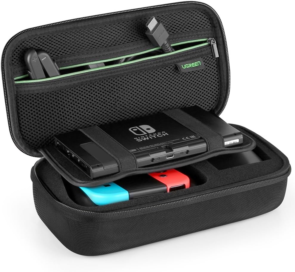 UGREEN Carry Case Compatible for Nintendo Switch, Shockproof Protective Hard Travel Case Bag for Nintendo Switch Console, Wall Charger, Grip and Joy-con, Game Cards, Cables and More Accessories