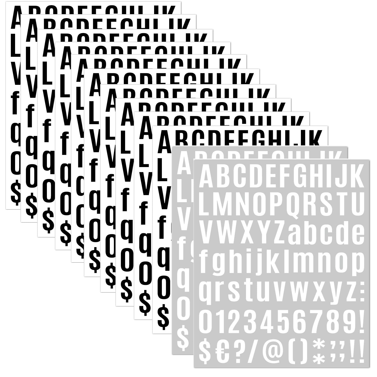 972 Alphabet Stickers Large 12 Sheets Letter Stickers, 1 inch Vinyl Self-Adhesive Sticker Letters, Black Sticker Letters ABC and DIY Mailbox House Numbers, for Labels, Store Signs, Scrapbooking Crafts