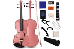 DDFFEJRE Violin 4/4 Full Size,Beginner Violin For Kids,Students,Adults,Fiddle Set with Hard Case,Bow,Rosin,Shoulder Rest,Tuner,Extra Strings,Bridge,Fingerboard Stickers
