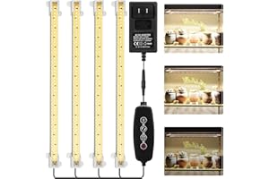 Mosthink Grow Lights for Indoor Plants Full Spectrum, 5500K LED Grow Lights Strips,Plant Lights for Indoor Growing with Auto Timer 3 6 12H,4 Packs in 1