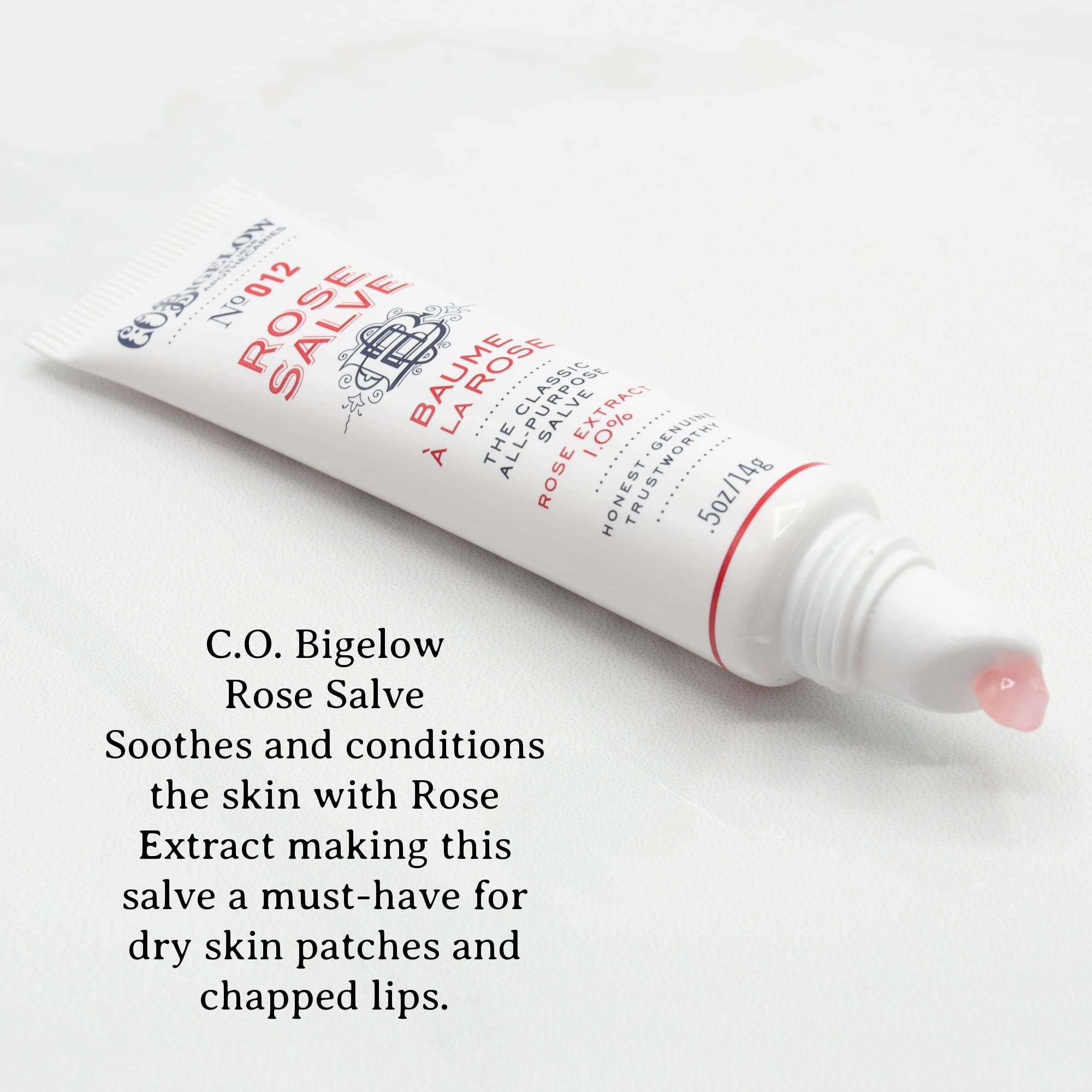 C.O. Bigelow Rose Salve Tubes, Pack of 3 Lip Balm Tubes, All Purpose Salve for Lips, Cuticles, Hands & Dry Skin, Lip Balm Set, 0.5 oz