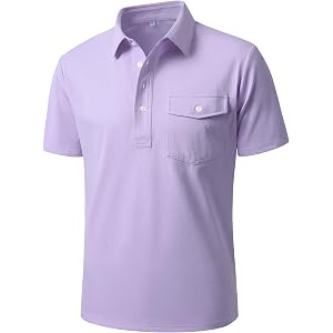 JEMLDL Men's Slim Fit Golf Polo Shirt 4-Button Stretch Quick Dry Short Sleeve Moisture Wicking Shirts Casual Top with Pocket