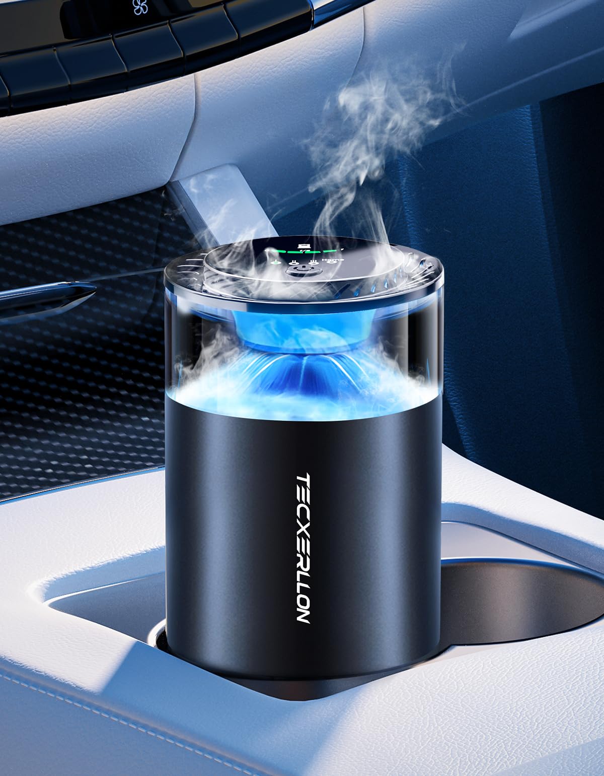 Photo 1 of TECXERLLON Car Air Freshener, Car Diffuser with Smart Spray Modes (4 Settings) & Essential Oil Monitor, 1600 Sprays USB-C Rechargeable, Auto On/Off, 2 Scents Refills, Car Scent with Ambient Light