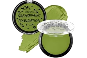YBUETE Ogre Green Foundation Oil Based Face Paint, Professional Green Greasepaint for St. Patrick's Day, Halloween Face Painting for Witch Shrek Hulk Goblin Monster for Adult Carnival & Costume Party