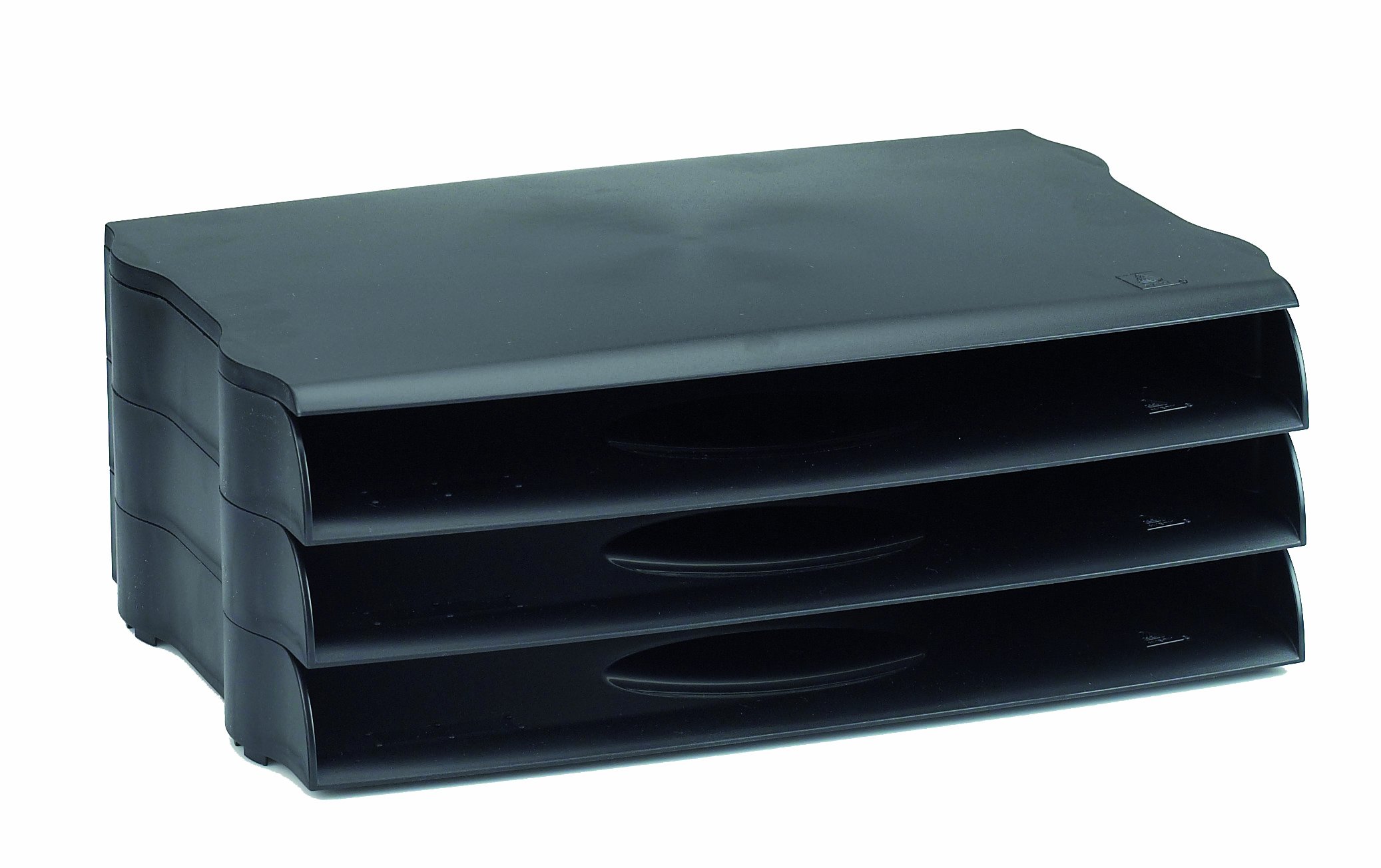 Avery DR800BLK Stackable DTR Eco Wide Entry Letter Tray, 347 x 129 x 232 mm, Set of 3 - Black