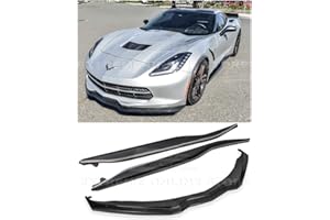 EXTREME ONLINE STORE Replacement For 2014-2019 Corvette C7 | Z06 Stage 2 CARBON FIBER Front Bumper Lower Lip Splitter & Side Skirts Rocker Panel Pair