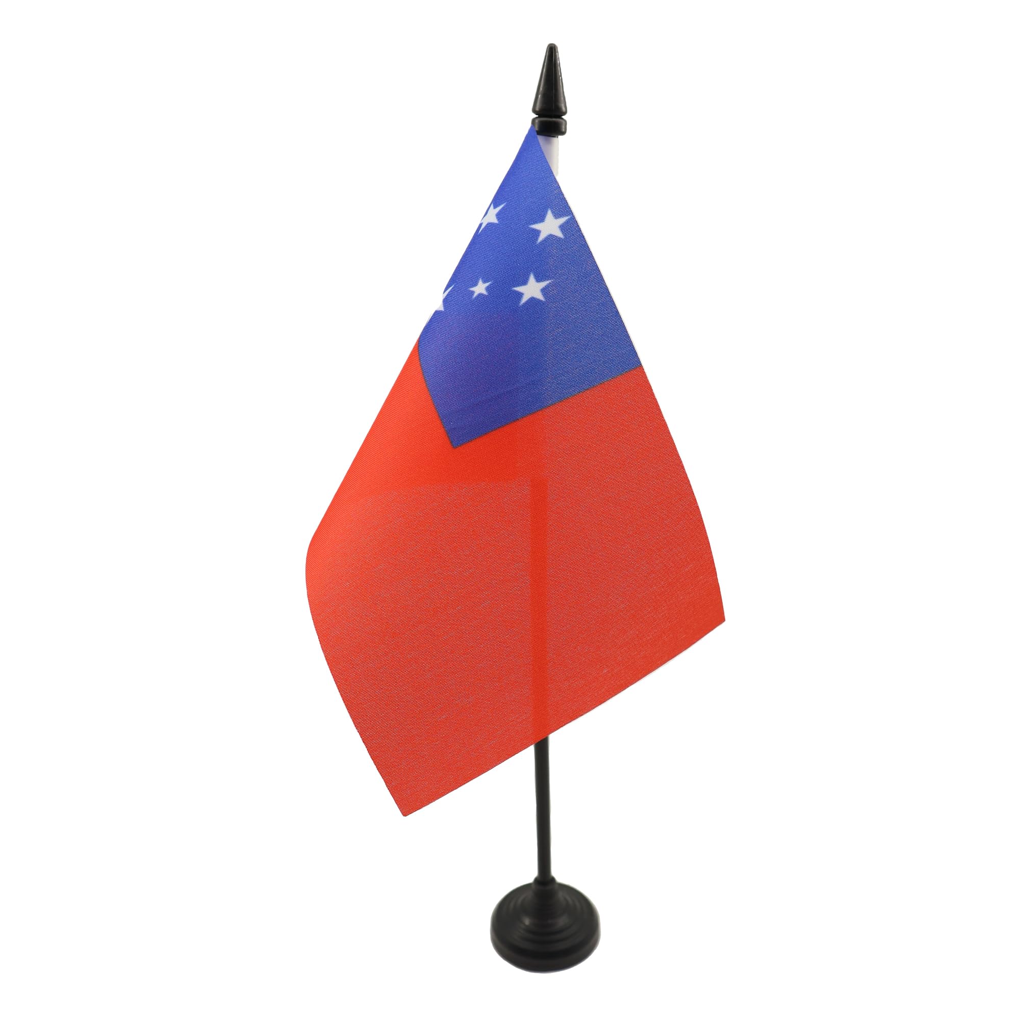 AZ FLAG - Samoa Table Flag 4'' x 6'' - Samoan Office Mini Banner 100% Polyester 15 x 10 cm - Mini Desk Flag with 10'' Pole and Black Plastic Base — image 1