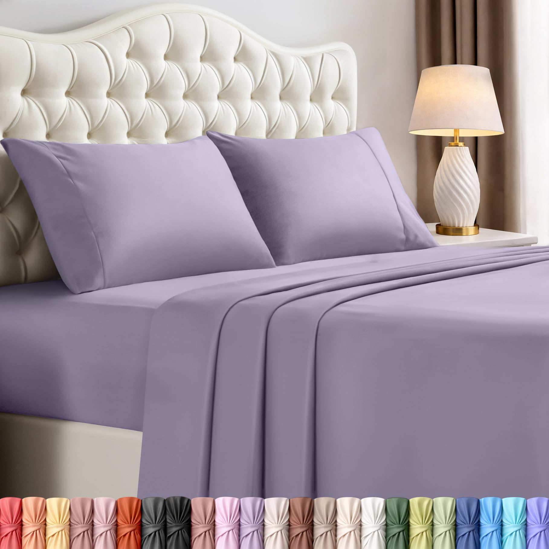 Utopia Bedding King Bed Sheets Set - 4 Piece Bedding - Brushed Microfiber - Shrinkage and Fade Resistant - Easy Care (King, Lavender)