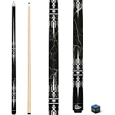 CUEBAR Pool Stick for Adults, 58 Inch Wrapless Cue | 8 Colors and 4 Weights 18-21 Oz, Cue Only or with Case, Sword Pattern Under UV Gloss, Unwrapped Maple, Pre-Scuffed 13mm Tip