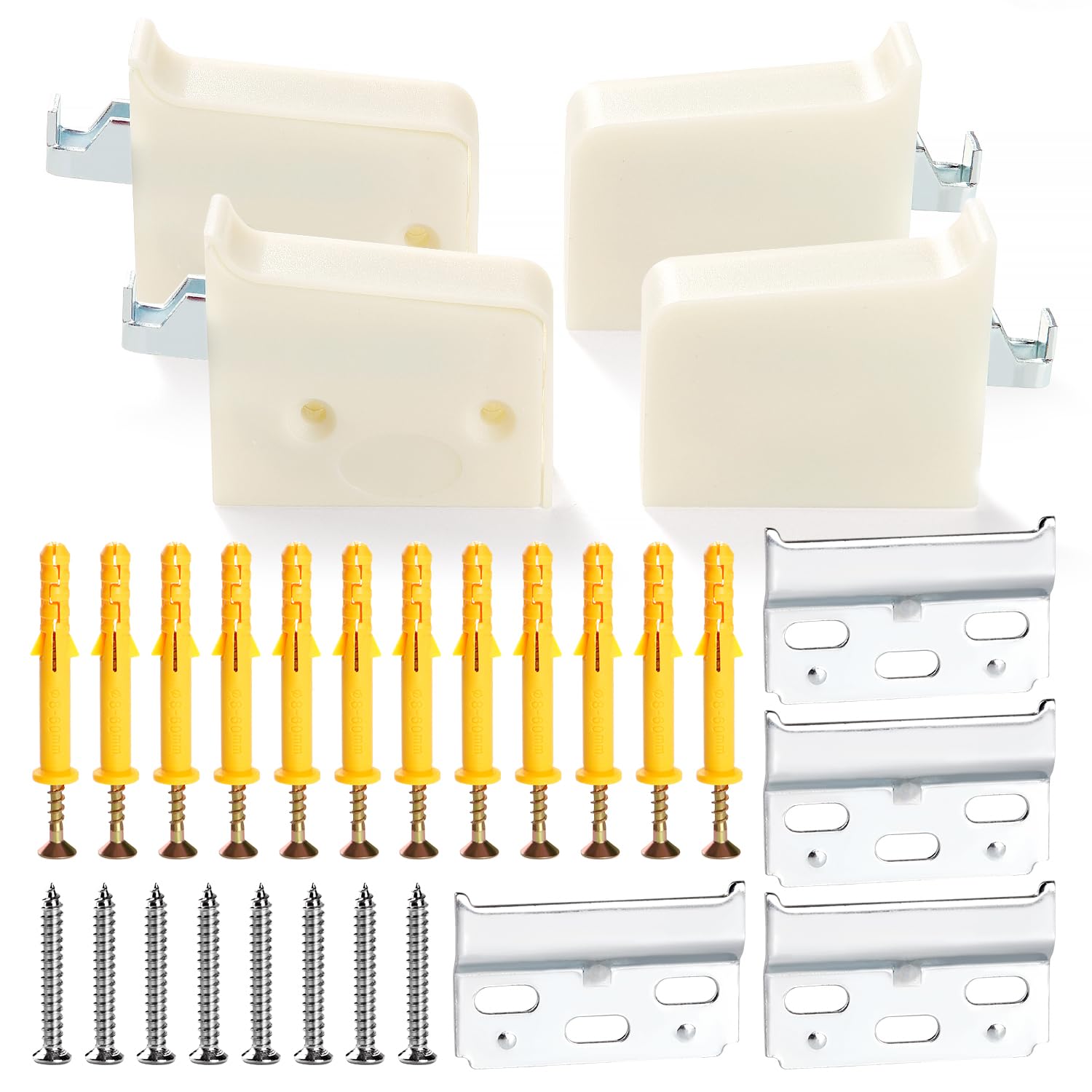 VooGenzek 4 PCS Cabinet Suspension Brackets, Cupboard Wall Mounting, Kitchen Cabinet Universal Wall Hanging Bracket, Load Capacity: 50kg, Cream Color