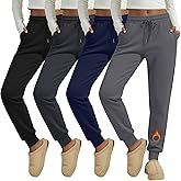 Oakgarden 4 Pack Women's Fleece Joggers Winter Drawstring Lounge Sweatpants Thermal Workout Yoga Pants with Pocket