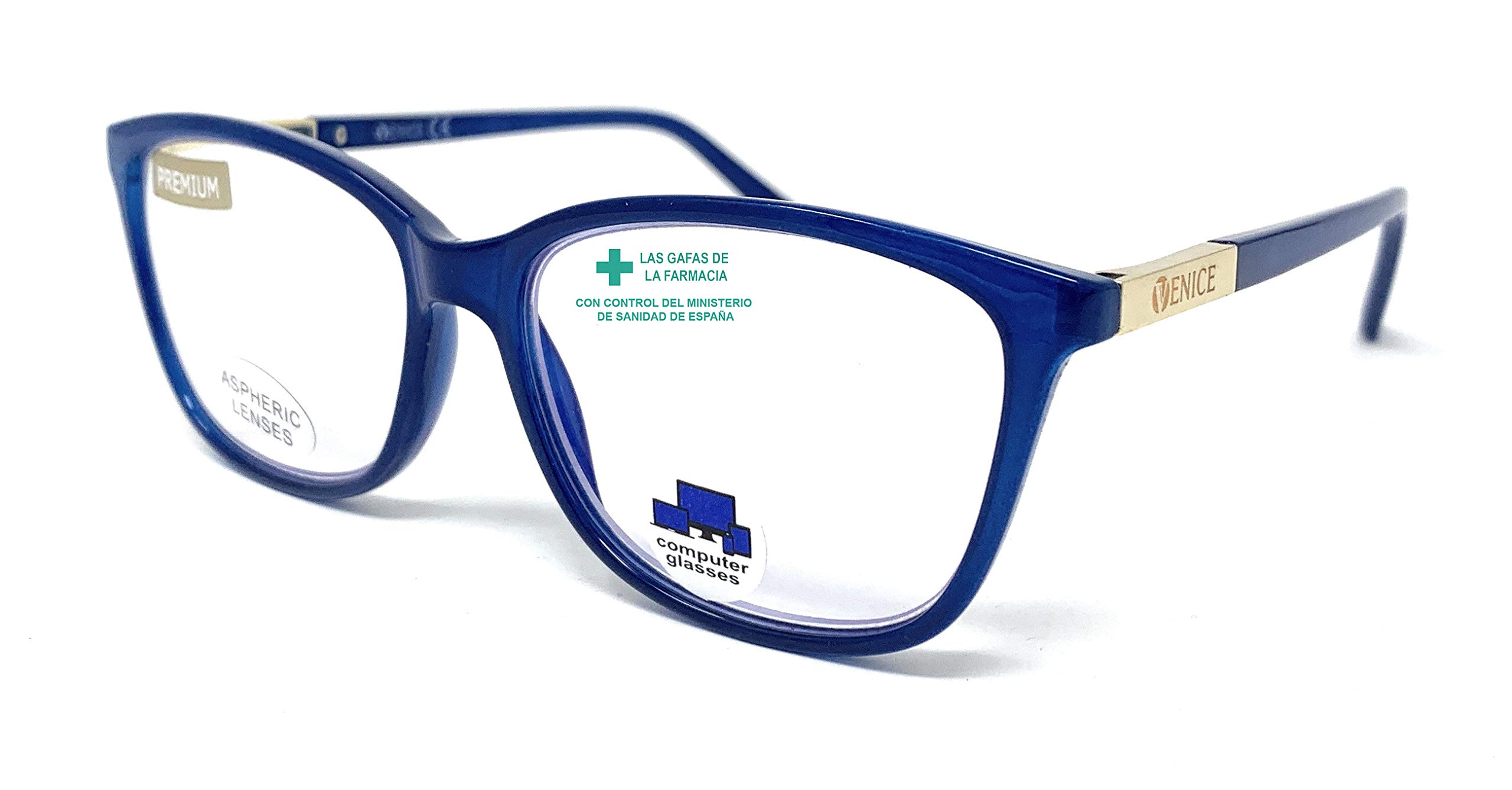 Blue Light Blocking Reading Glasses Model "Smart" Computer Reading Glasses, Gaming, for Women Fashion Pharmacy Quality (Blue, +1,50)