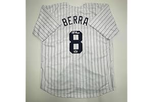 HOFSM.COM HALL OF FAME SPORTS MEMORABILIA Facsimile Autographed Yogi Berra New York Pinstripe Reprint Laser Auto Baseball Jersey Size Men's XL