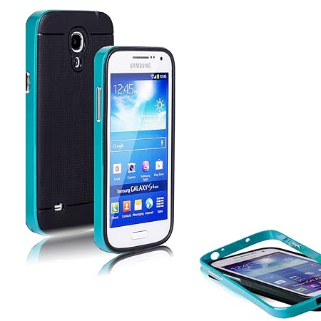 Conie Bumper Hülle kompatibel mit Samsung Galaxy S4, Bumper Design Cover verstärkter Kantenschutz Blaue Handyhülle