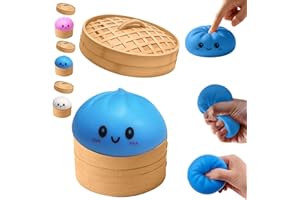 Dumpling Squishy, Big Mystery Dumplings Squishies Box, Cute Bao Bun Fidget Real Office Desk Decor, Soft Sensory Squeeze Ball 
