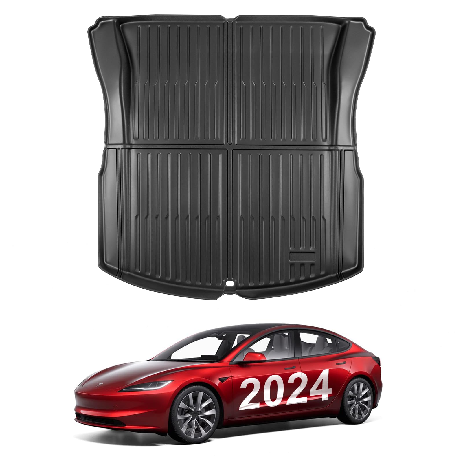 Photo 1 of KUNIST Trunk Mat for New Tesla Model 3 2024 2025, All Weather Heavy Duty TPE Trunk Protector,Waterproof Rear Cargo Liner for New Tesla Model 3 Highland Accessories