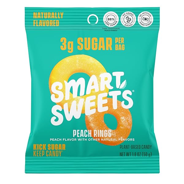 SMART SWEETS, PEACH RINGS, 1.8 OUNCE