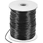 M METERXITY Waxed Polyester Cord, 87 Yards 2mm Waxed Beading String with Spool for Jewelry Making/DIY Handmade Crafts/Necklaces/Bracelets, String Macrame Bracelet Thread [Black]
