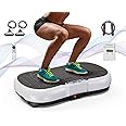 Bigzzia Vibration Plate Exercise Machine 10 Modes Whole Body Workout Vibration Fitness Platform w/ Loop Bands Jump Rope Bluetooth Speaker Home Training Equipment for Weight Loss & Toning