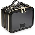 ETOILE - Small Twin Cosmetic Case Black - Dual Compartment Cosmetic Beauty Organizer & Toiletry Case