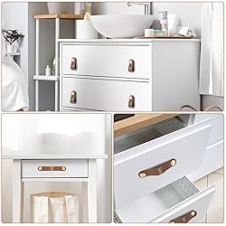 JIEYAO Leather Dresser Knobs, 2Pcs Cabinet Handle